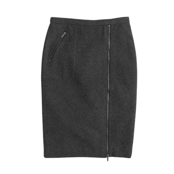 J. Crew Front Zip Wool Blend Pencil Skirt - Heather Carbon / Dark Gray - Picture 1 of 10